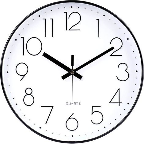 Wanduhr - 20 cm - Lautlos - Schwarz auf Weiß - Modernes Design