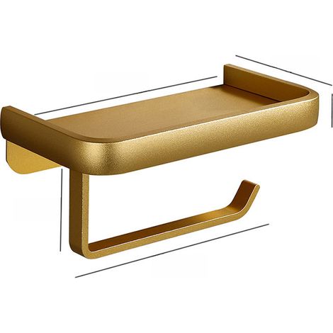 Schwarzer Toilettenpapierhalter ohne Perforation, Toilettenpapierhalter für den Hausgebrauch, raumtauglicher Wandtelefonhalter aus Aluminium (X-7 Gold Aluminium-Telefonhalter)