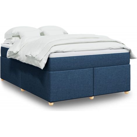 Boxspringbett mit Matratze Blau 160x200 cm Stoff (1/5)