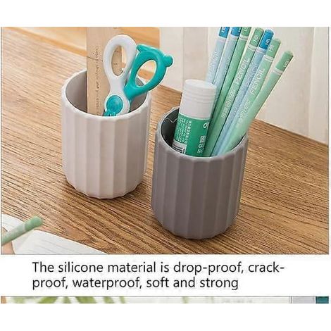 Porte-stylo créatif multifonctionnel en silicone, tube de rangement mignon et tendance pour pinceaux de maquillage, accessoires de rangement pour bureau d'étudiant (1/3)