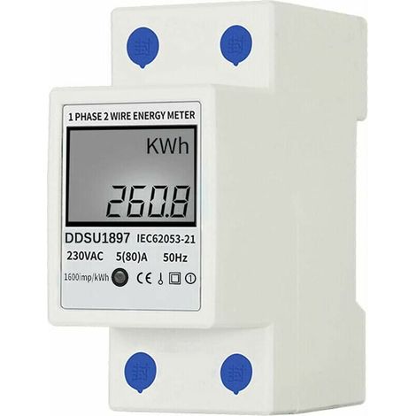 Single-phase electricity meter, 80A 220V Digital electric energy meter Single-phase DIN rail electricity meter Single-wire two-function multi-function electricity meter (1/5)