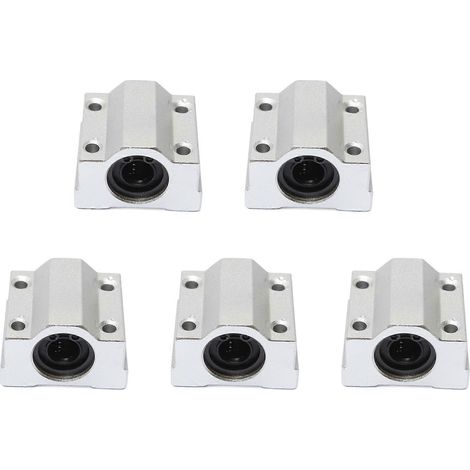 5x SCS10UU 10mm Linearbewegungs-Kugellager-Gleitbuchsenblock Silber()