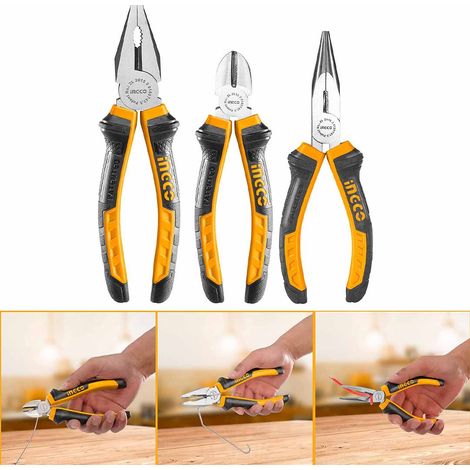 Set 3 Pinze INGCO Tronchese Pinza e Pinza becco Full metal impugnatura ergonomica (1/5)