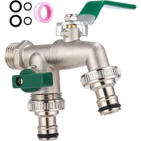 1 (1511cm) 1/2 green water inlet, 2 3/4 inch double faucet, high quality anti-freeze outdoor garden faucet, suitable for gardens and homes (1/5)