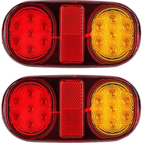 Feu arrière universel à LED 12 V avec éclairage de plaque d'immatriculation pour remorque, bus et camping-car. (1/5)
