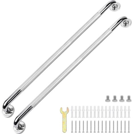 sunzone 2pcs Barres d'Appui de Salle de Bain,304 Antidérapant Acier Inox Maintien Poignée Douche, pour Baignoire,Toilettes, Salle de Bain, Rampe d'Escalier, 80cm (1/5)
