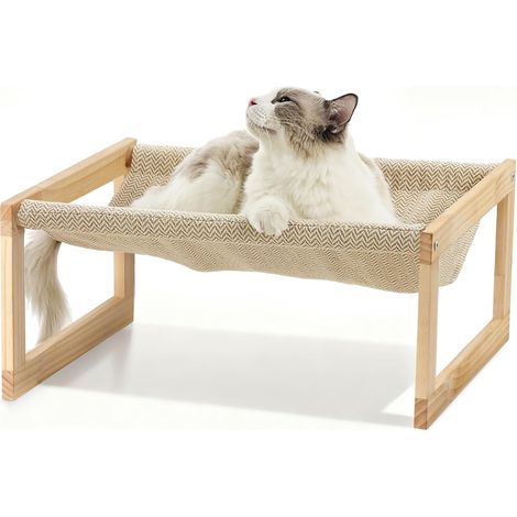Hamac pour Chats,53X42X25 cm Lit Surélevé pour Chats pour l'intérieur - Meuble pour Animaux Domestiques, hamac Doux pour Chiens, Lit pour Chat Adulte (1/5)