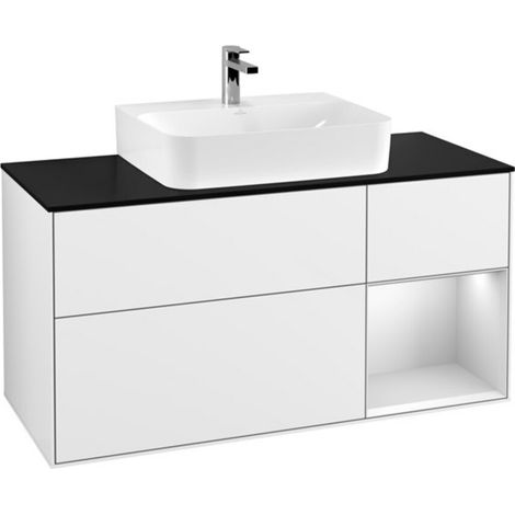 V&B Waschtischunterschrank Wandbeleuchtung Finion 120cm, Pl b m, Rg r w m Lac, glo wh. Lac (1/2)