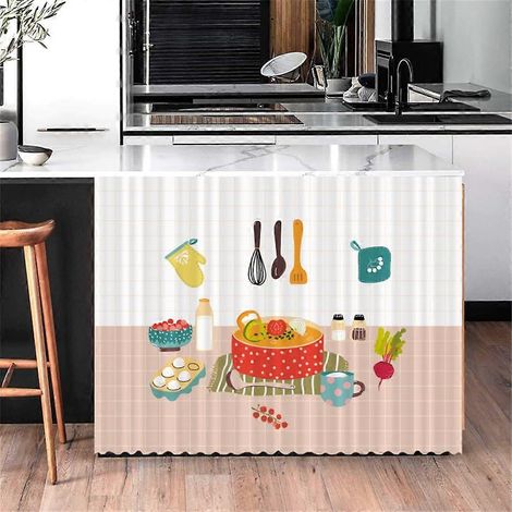 Rideau anti-poussière compatible avec les armoires, auto-adhésif sans perçage, à poser sous l'évier, dans la salle de bain ou sur une étagère, L 70 x H 90 cm, Bread 7 (1/5)