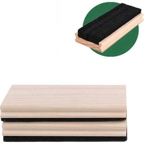 Lot de 2 effaceurs pour tableau noir en feutre de pin, effaceurs en bois pour tableau noir à usage éducatif, effaceurs de style scolaire, pour tableaux noirs et blancs (1/5)