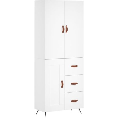 Aparador cómoda mueble de almacenaje organizador cocina salón salón alto 695 x 34 x 180 cm madera de ingeniería blanco 020032702
