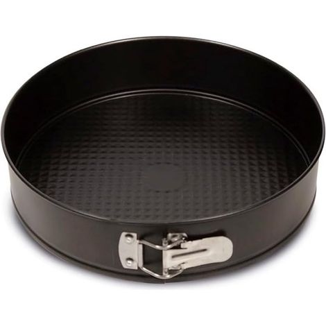 Tortiera a cerniera con diametro di 22 cm - fondo singolo - acciaio con rivestimento antiaderente - nera (1/4)