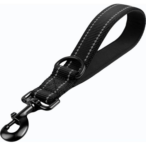 Laisse Courte pour Chien de 30 cm, avec Clip en métal et Rembourrage Doux, réfléchissante, en Nylon, Convient aux Chiens de Taille Moyenne et Grande (Noir, Taille M) (1/5)