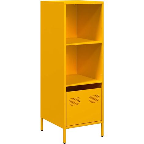 Buffet,Bahut,Meuble de Rangement haut jaune moutarde 35x39x103,5 cm acier CFW30186 (1/5)