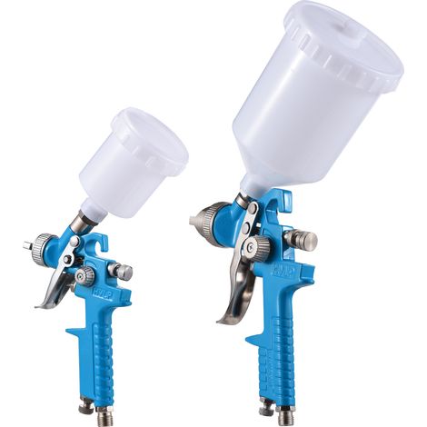 Kit de pistolet à peinture HVLP à alimentation par gravité Pistolet HVLP Petits et grands pulvérisateurs à peinture avec godets de 125 ml et 600 ml Buses de 1,0mm/1,4mm/1,7mm/2,0mm