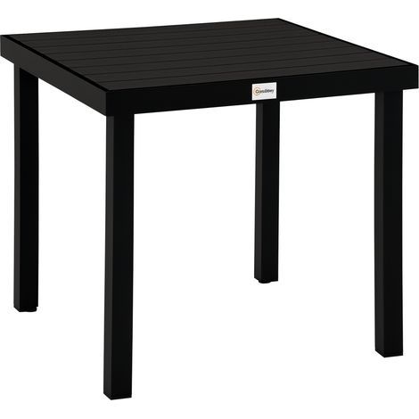 Table de jardin pour 4 personnes, table à manger, table en aluminium, mobilier de jardin, mobilier de salon, plastique facile d'entretien, noir, 78 x 78 x 74 cm (1/5)