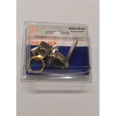 SERRATURA A CILINDRO CON LEVA 40x15MM -IN ACCIAIO CROMATO - LUNGHEZZA 16x28MM