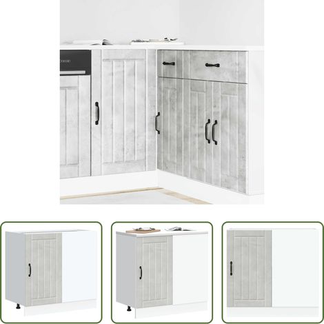 Küchenregal - Küchenunterschrank Lucca Betongrau Holzwerkstoff (1/5)