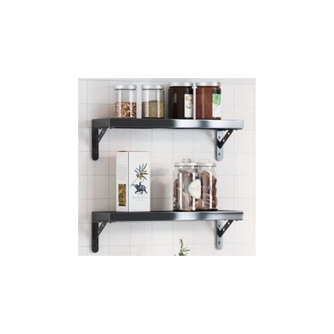 Supports d'étagères 4 pcs 15x2,5x11,5 noir acier inoxydable (1/5)