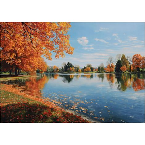 Fototapete Wald See Natur – Moderne Großformat Wandtapete 150x105 cm – Für Wohnzimmer & Schlafzimmer