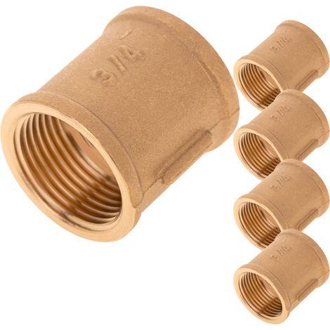 PrimeMatik - Paquet de 5 unités Manchon femelle 3/4" en laiton zingué pour installations d'eau (1/5)