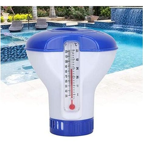 QAZQA Pool-Chlor-Dosierer mit Thermometer, schwimmender Pool-Chlor-Dosierer, schwimmender Pool-Chlor-Diffusor, Pool-Chlor-Verteiler, Chemikaliendosierer für Schwimmbäder und Teiche (1/5)