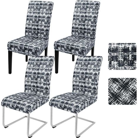 Stuhlhussen 4er Set für Schwingstühle, elastisch, abnehmbar, Gittermuster (1/5)