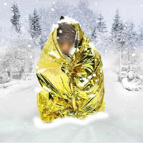 Couverture de survie extérieure, sac de couchage antisismique, rétention de chaleur, double face, imperméable, tapis de sol doré (1/5)