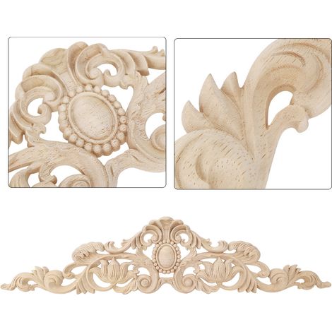 Applique décorative en bois sculpté de style européen 50x12cm à faire soi-même pour meubles de maison ou cour (1/5)