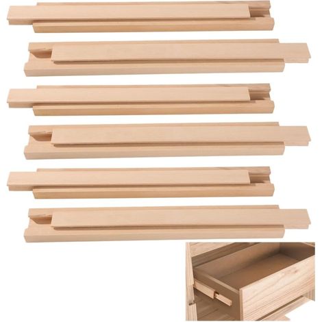 Pièces de rechange pour tiroirs, 6 glissières centrales en bois, et 35 (1/5)