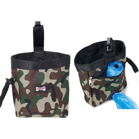 Pochette de dressage portable pour chiens avec distributeur de sacs à déjections canines - Verte (1/5)