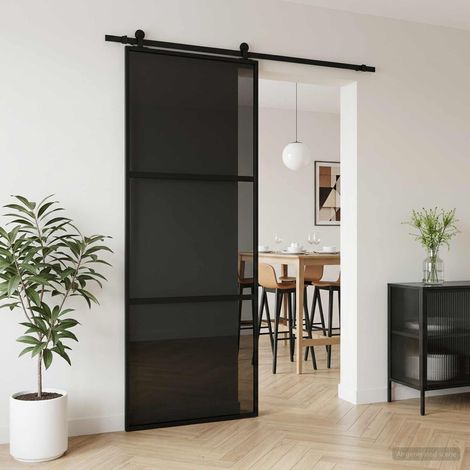 vidaXL Porta scorrevole 76 x 205 cm Vetro Temperato e Alluminio
