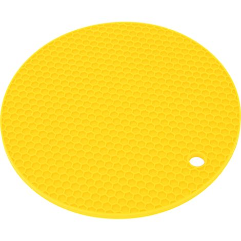 Tapis de table rond en silicone épais de qualité alimentaire, isolant pour four à micro-ondes, jaune (1/5)
