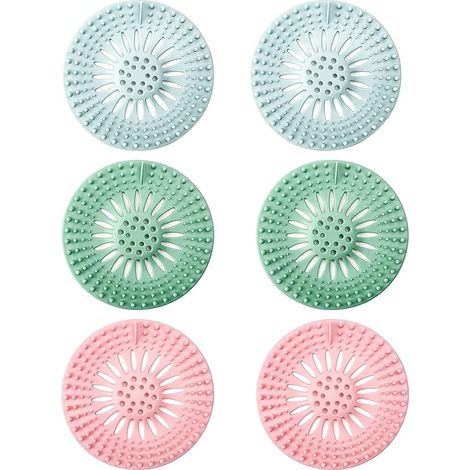 Couvercle Drain Douche - Filtre Cheveux Silicone Flexible - Pour Baignoire Cuisine Salle De Bain - 6 Pièces