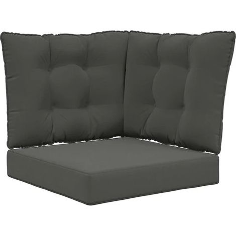 Ensemble de trois coussins pour canapé d'extérieur, en polyester gris anthracite (1/5)