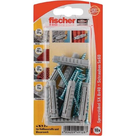 Fischer  10x  Tacos  SX  8x40  S  con  tornillo  -  49128  Descontinuado