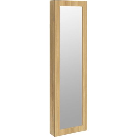 Armoire à bijoux avec miroir,Meuble de Rangement murale pour ranger Boucles d’Oreilles,colliers 30x8,5x106 cm -83641 (1/5)