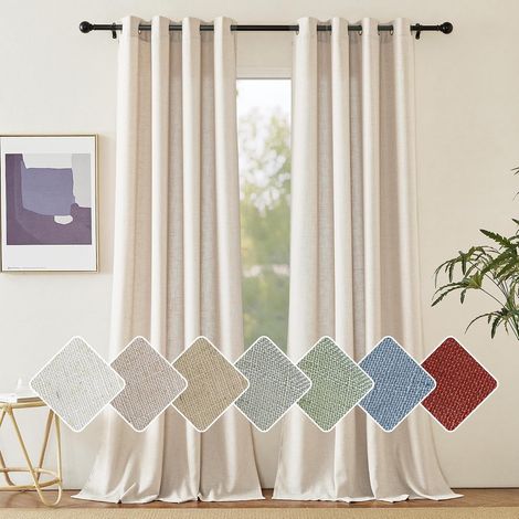 Rideaux Voilage Lin Naturel Draperies Voile Demi Transparent (1/5)