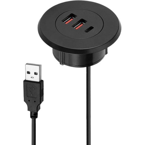 Port à œillets encastré, sortie de bureau, chargeur USB rond encastré, bloc de cordon pour accessoires électroniques - 150 cm (1/5)