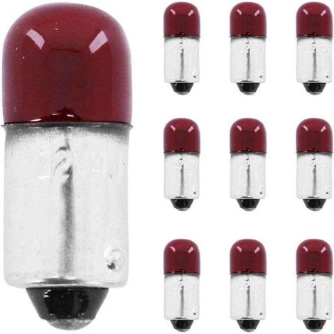 10x Ampoule 12V 4W BA9S rouge universel éclairage lumière bricolage remplacement (1/2)