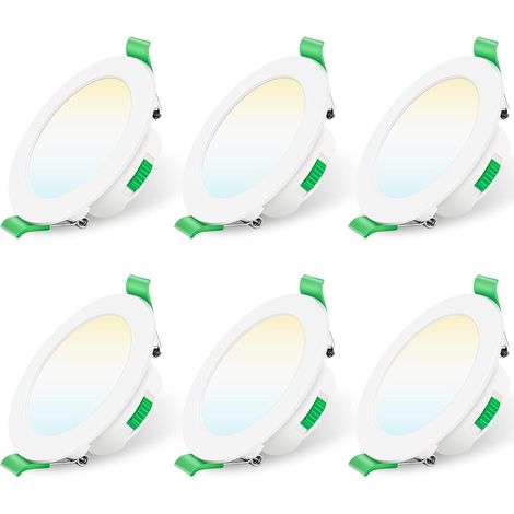 LaBlanc - Faretto da incasso a LED dimmerabile 230V 7W Faretto da soffitto 3000K 4000K 6500K Faretto da incasso a soffitto orientabile IP44 impermeabile per bagno, soggiorno, confezione da 6, rotondo,