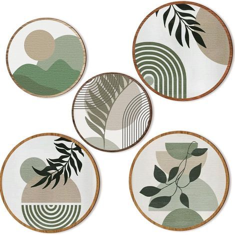 Set de 5 pièces de décoration murale bohème en bois pour salon ou chambre d'enfant (1/5)