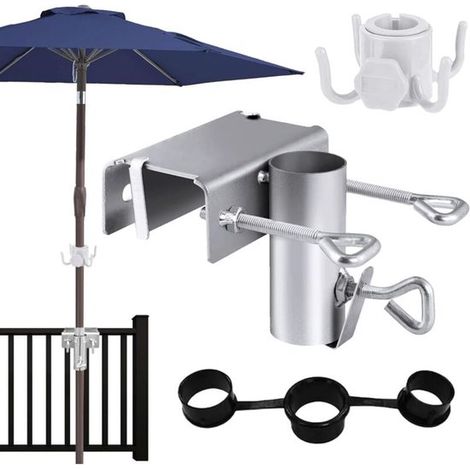 Support de parasol pour balcon - Pied de parasol réglable pour balcon - 25-38 mm - Fixation pour balustrade de parasol - Pour balcon et terrasse (1/5)