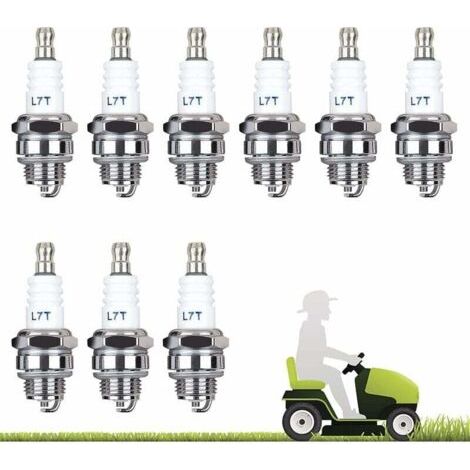 Accessorio per decespugliatori, confezione da 10 candele L7T per motoseghe, decespugliatori, tosaerba, motori a due tempi, tagliasiepi e tagliabordi (argento)