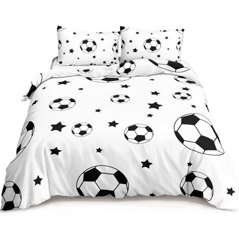 Fußball Bettwäsche 200x200cm mit 2 Kissenbezügen 80x80cm, Kinder & Teenager, Reißverschluss