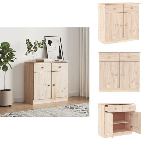 Sideboard ALTA 77x35x73 cm Massivholz Kiefer - Holz Sideboard - Massiver Holzschaukel - Schreibtisch Buche - Regal Massiv - Wohnzimmerschrank (1/5)