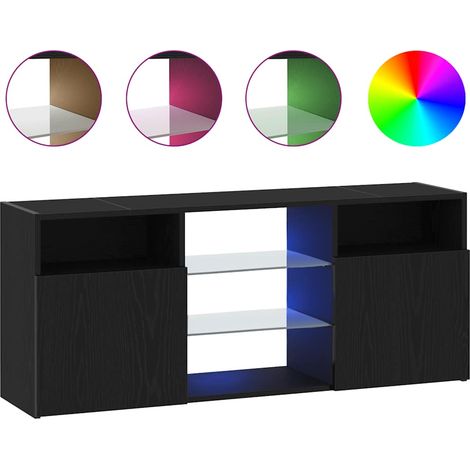 Maison Exclusive - TV-Schrank mit LED-Leuchten Schwarz Eichen-Opt