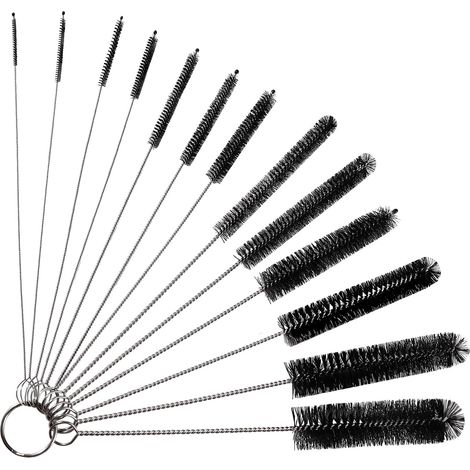 13 Pièces Goupillon Nettoyage Kit, Brosse de Bouilloire, Brosses de Nettoyage Pailles, pour Pailles Entonnoir Théière Buse Pailles Claviers, Noir (1/5)