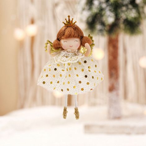 Angel - Couronne De Noël En Tissu - Jupe À Bulles À Points - Décoration Pour Arbre De Noël - 13 X 10 X 7 Cm - 1 Pièce (1/4)