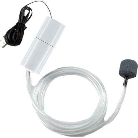 Mini pompe à air USB pour aquarium, pompe à oxygène ultra silencieuse de 1 à 2 W avec diffuseur et tuyau en silicone, pompe à oxygène portable alimentée par USB pour petits et moyens aquariums, bassin (1/5)